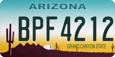 AZ license plate BPF4212