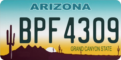 AZ license plate BPF4309