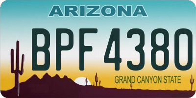 AZ license plate BPF4380