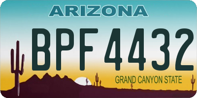 AZ license plate BPF4432