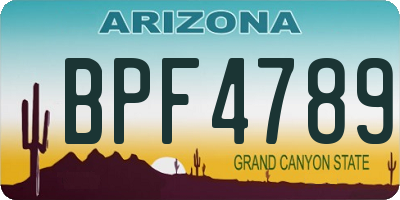 AZ license plate BPF4789