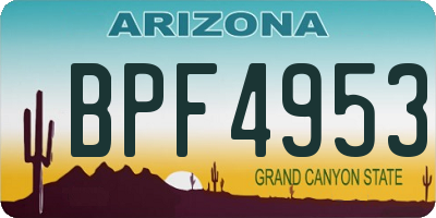 AZ license plate BPF4953