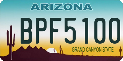 AZ license plate BPF5100