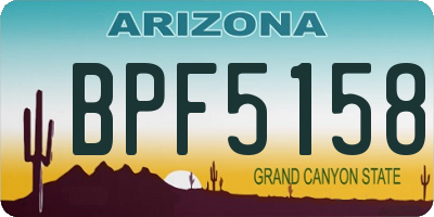 AZ license plate BPF5158