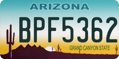 AZ license plate BPF5362