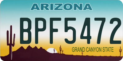 AZ license plate BPF5472
