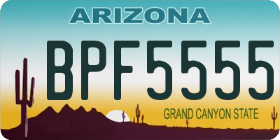 AZ license plate BPF5555