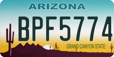AZ license plate BPF5774