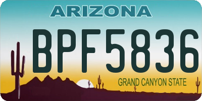 AZ license plate BPF5836