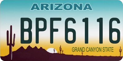 AZ license plate BPF6116