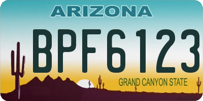 AZ license plate BPF6123