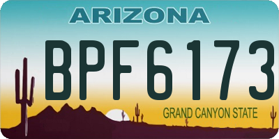 AZ license plate BPF6173