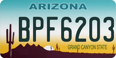 AZ license plate BPF6203