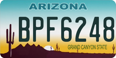 AZ license plate BPF6248