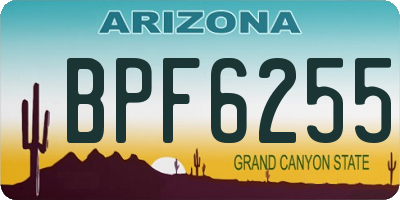 AZ license plate BPF6255