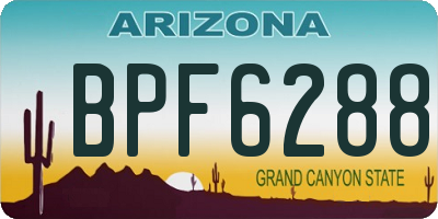 AZ license plate BPF6288