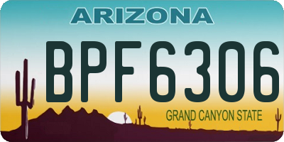 AZ license plate BPF6306