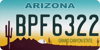 AZ license plate BPF6322