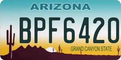 AZ license plate BPF6420