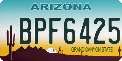 AZ license plate BPF6425