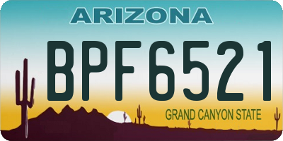 AZ license plate BPF6521