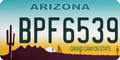 AZ license plate BPF6539
