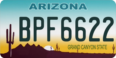 AZ license plate BPF6622