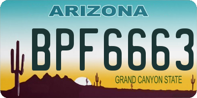 AZ license plate BPF6663