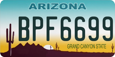 AZ license plate BPF6699