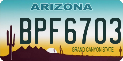 AZ license plate BPF6703