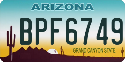 AZ license plate BPF6749