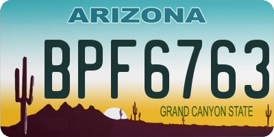 AZ license plate BPF6763