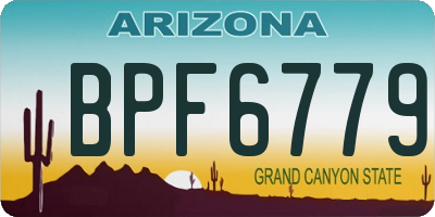 AZ license plate BPF6779