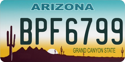 AZ license plate BPF6799