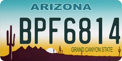 AZ license plate BPF6814