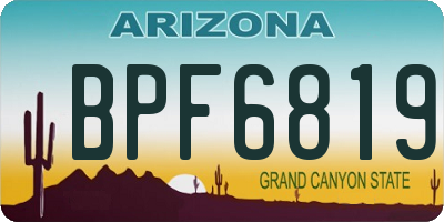AZ license plate BPF6819