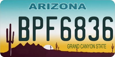 AZ license plate BPF6836