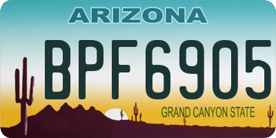 AZ license plate BPF6905