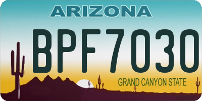 AZ license plate BPF7030