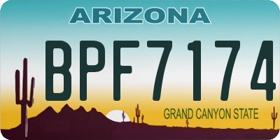 AZ license plate BPF7174