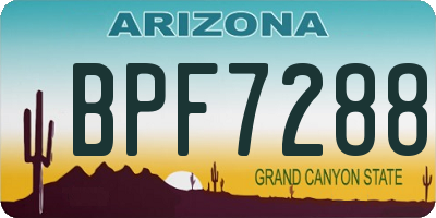 AZ license plate BPF7288
