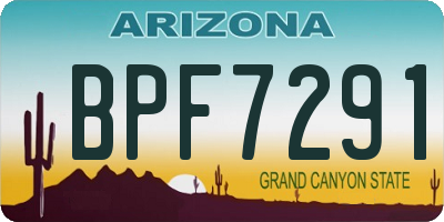 AZ license plate BPF7291