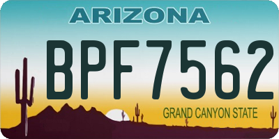 AZ license plate BPF7562