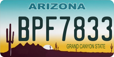 AZ license plate BPF7833