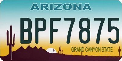 AZ license plate BPF7875