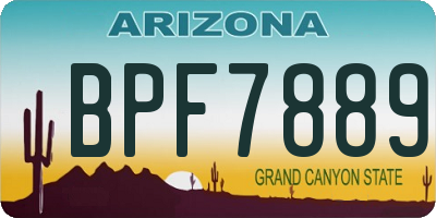 AZ license plate BPF7889