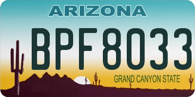 AZ license plate BPF8033