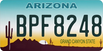AZ license plate BPF8248