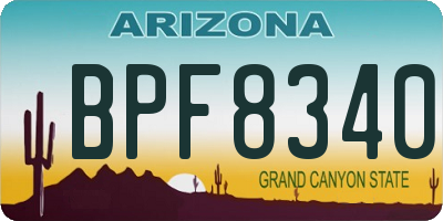 AZ license plate BPF8340