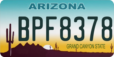 AZ license plate BPF8378